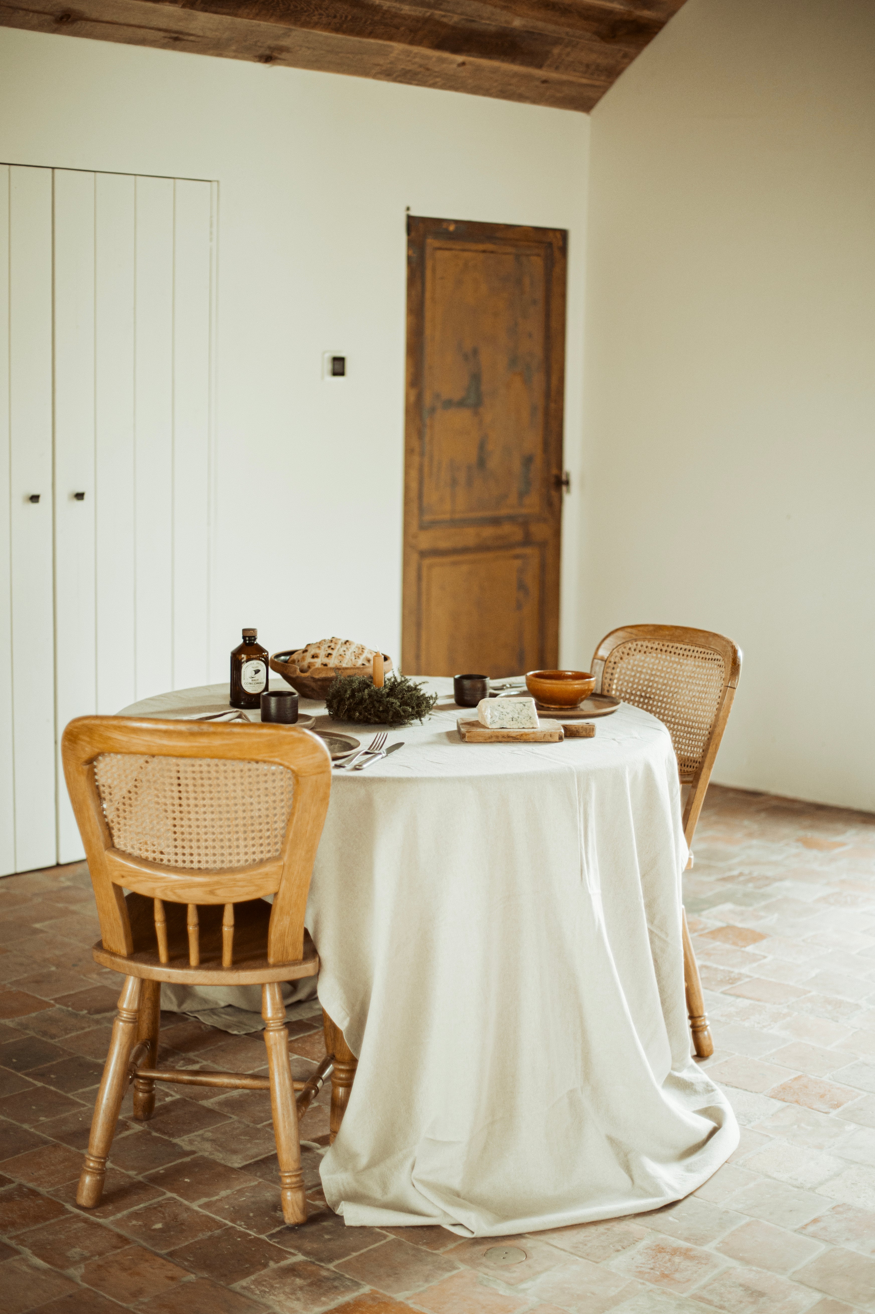 naturel tafelkleed van linnenmix