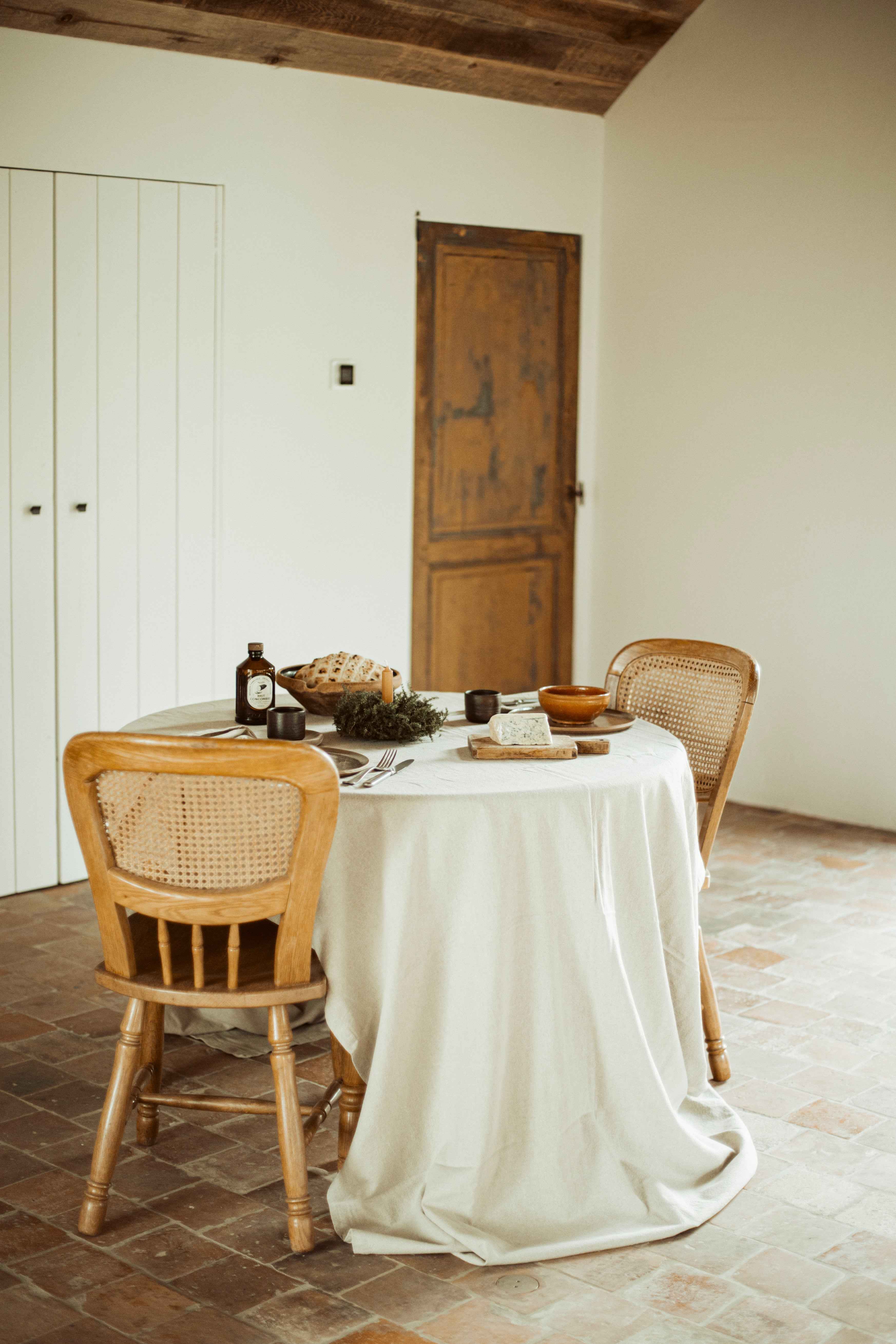 naturel tafelkleed van linnenmix