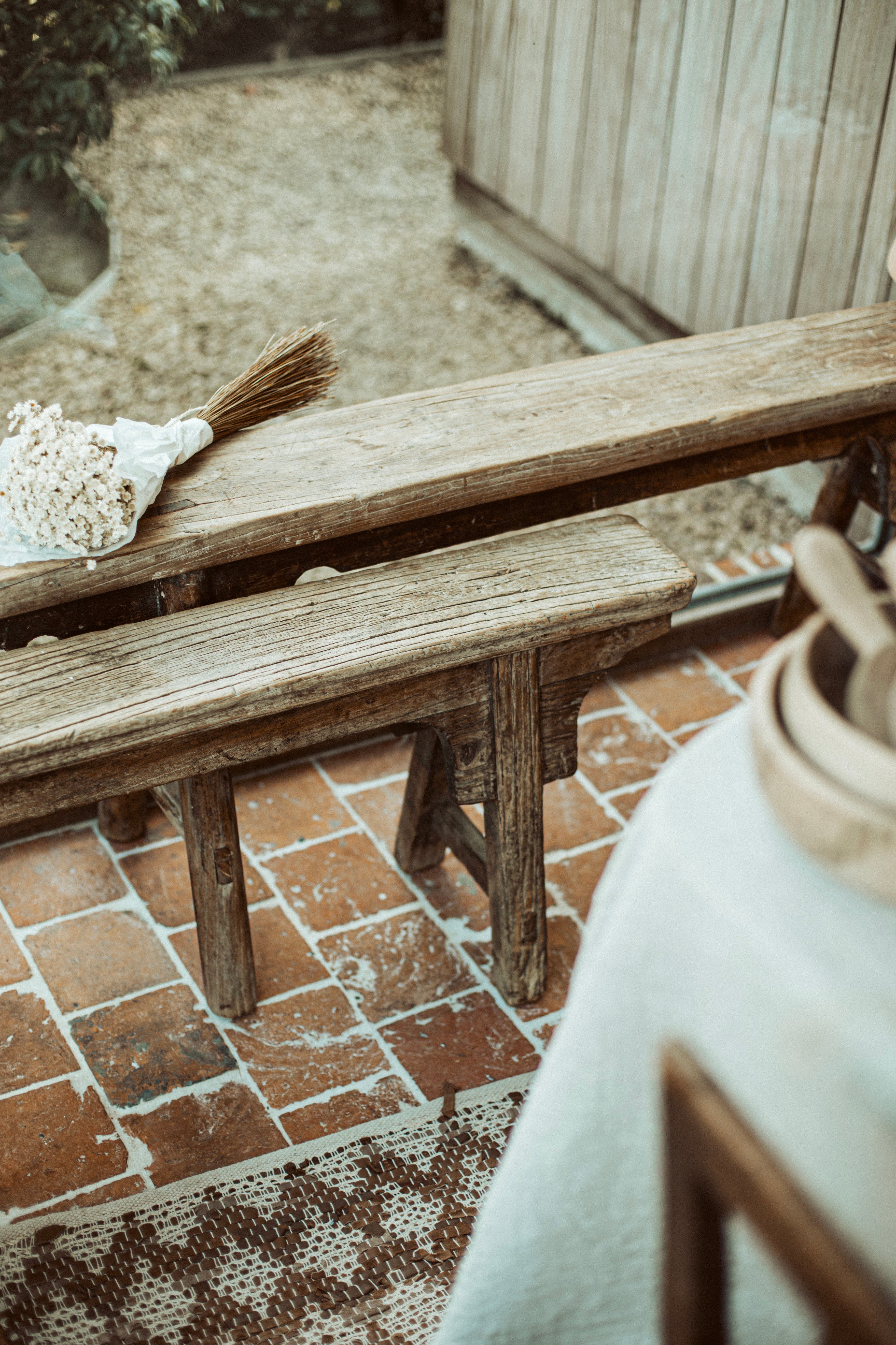 houten banken - brocante