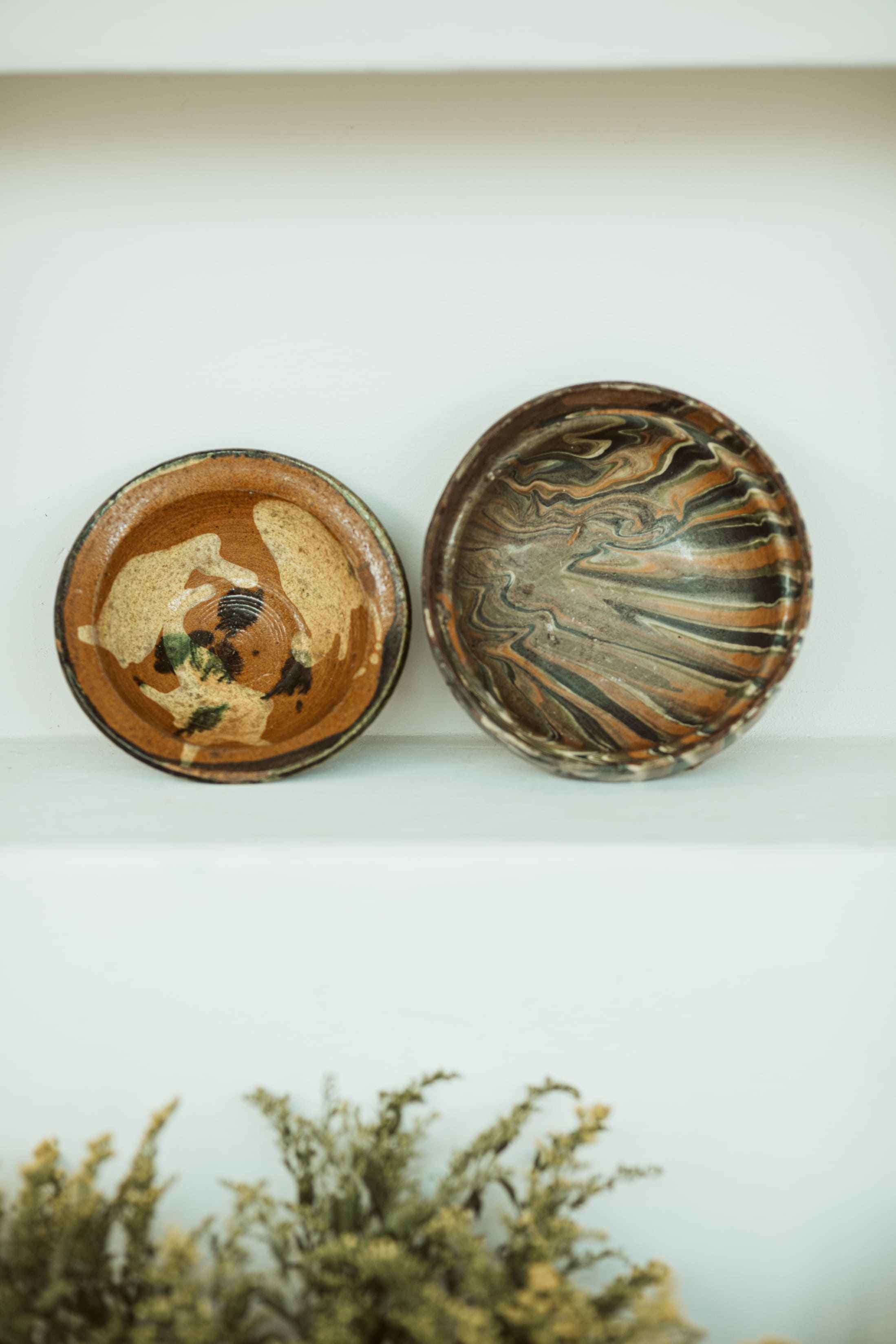 set 1 van 2 terracotta schaaltjes groot/klein - brocante