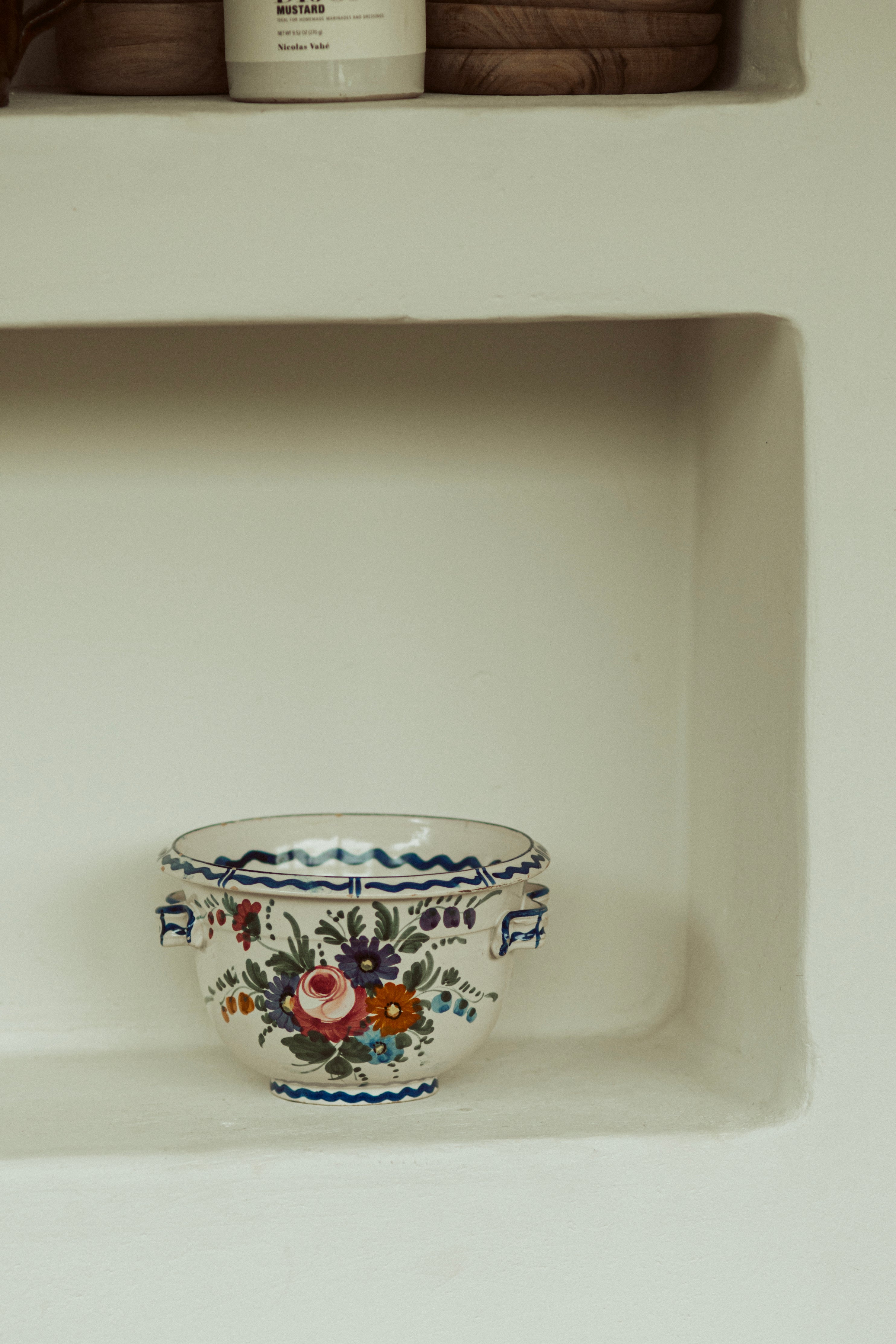 klein potje met bloemenmotief - brocante