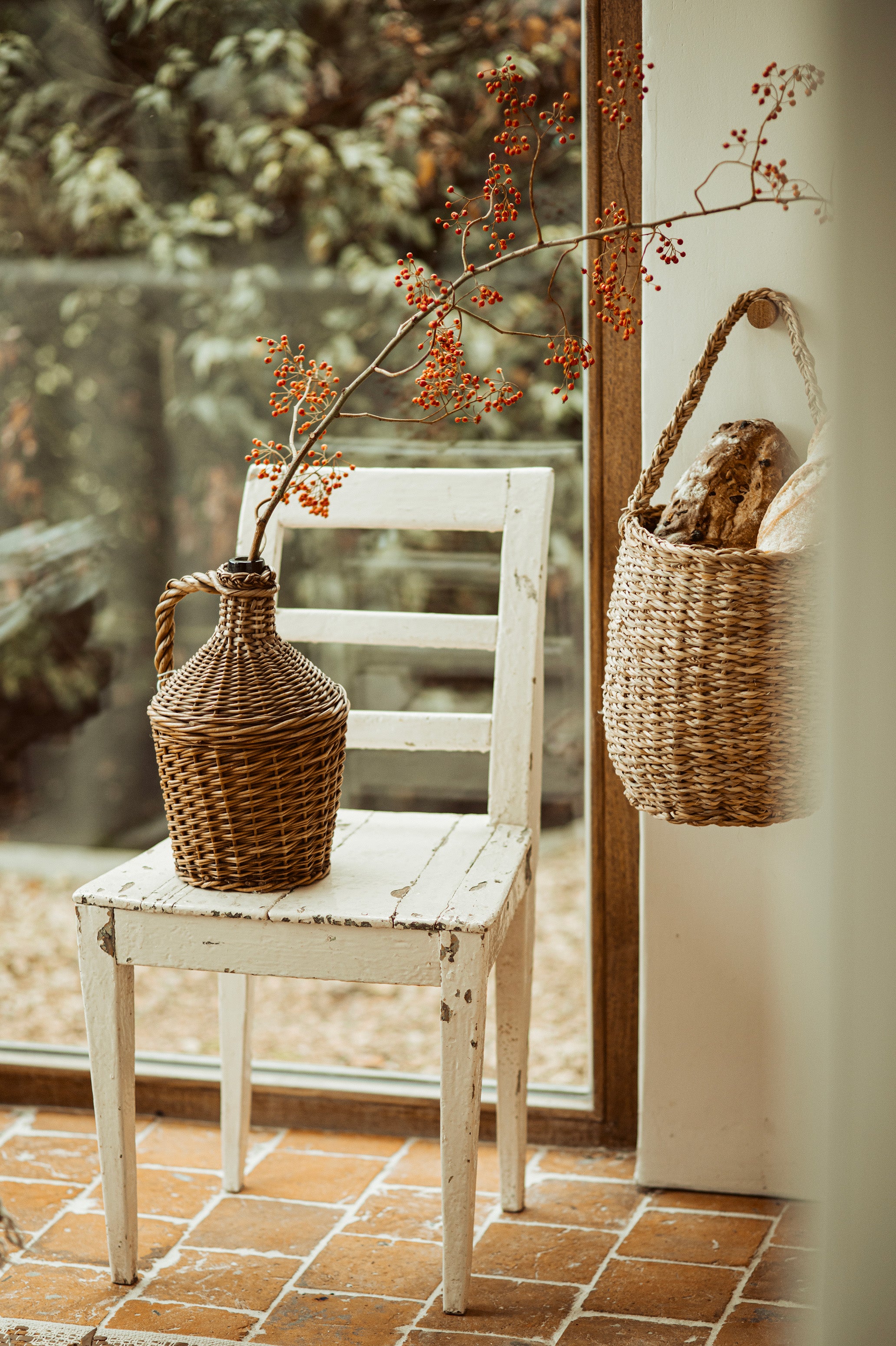 rieten kruik - brocante