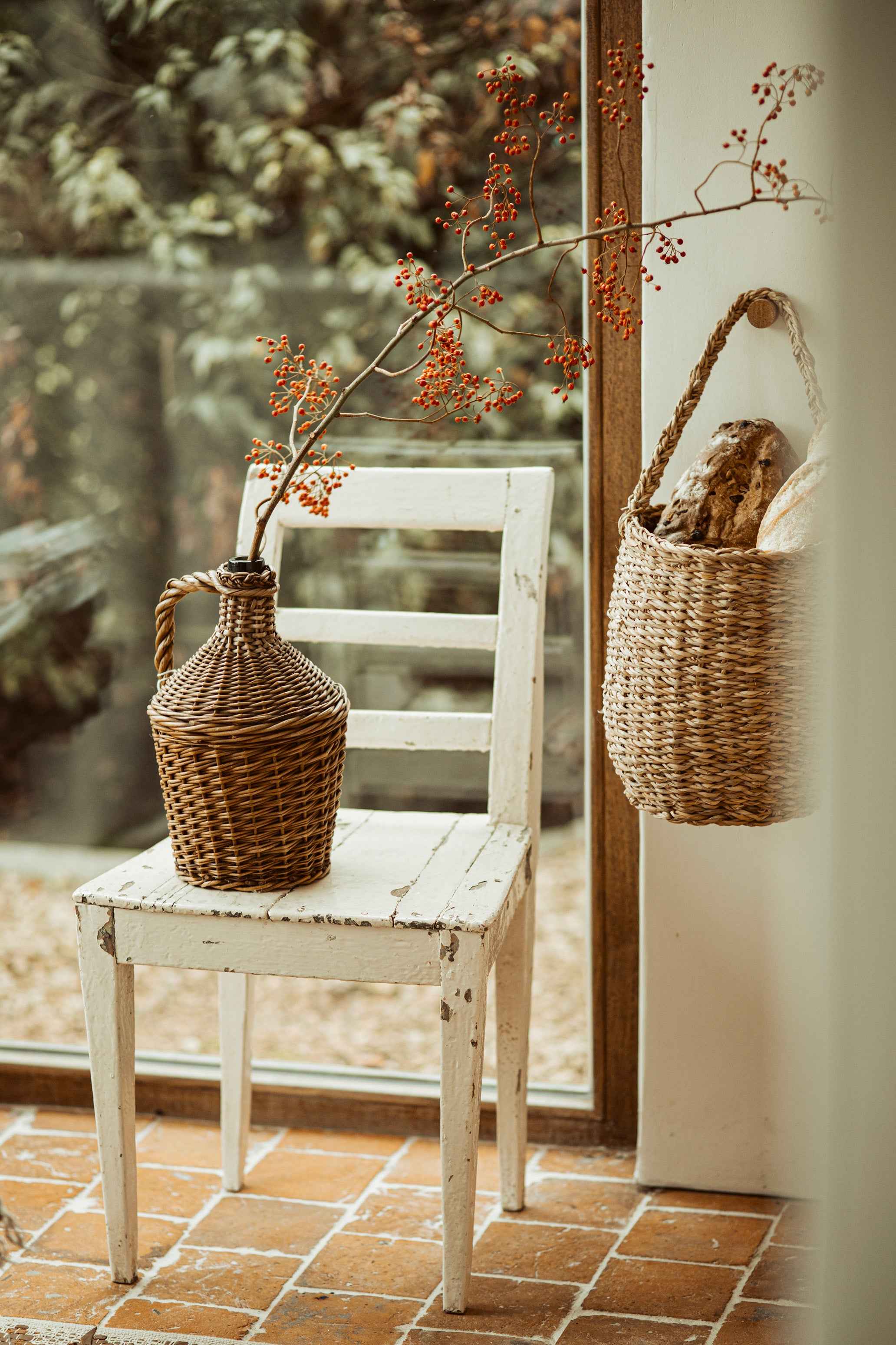 rieten kruik - brocante