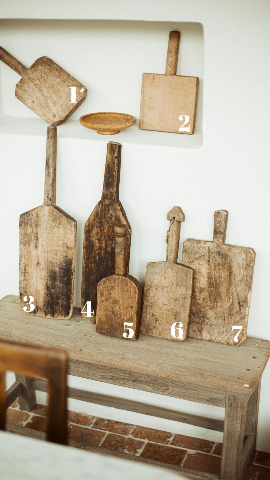 Houten planken met handvat - brocante