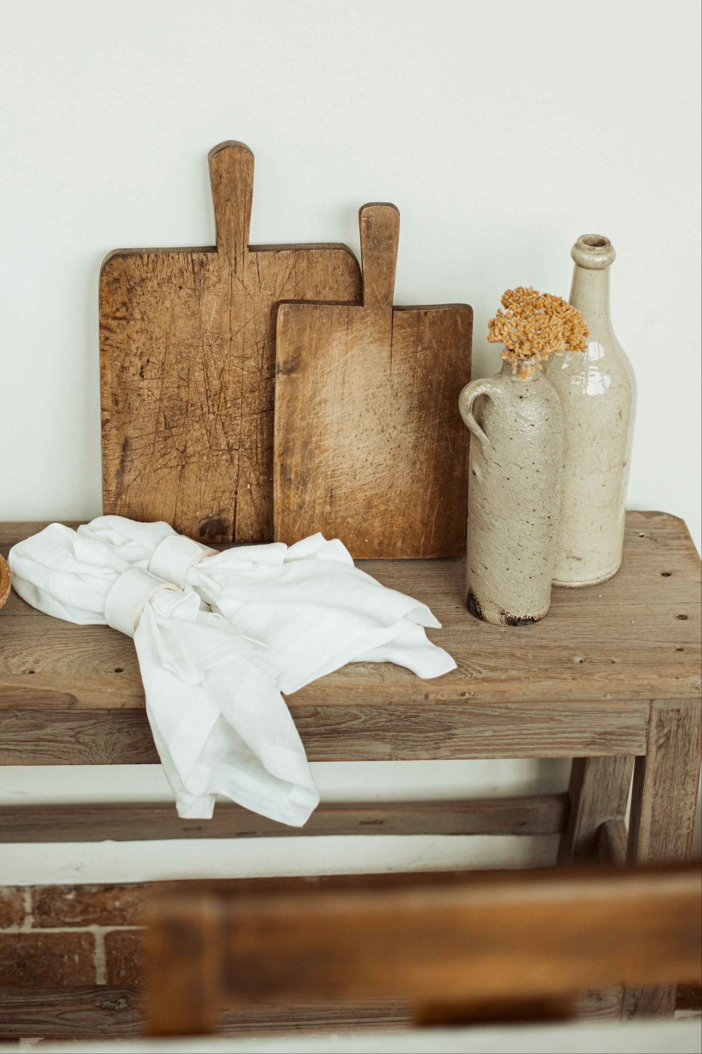 houten snijplank met handvat - brocante