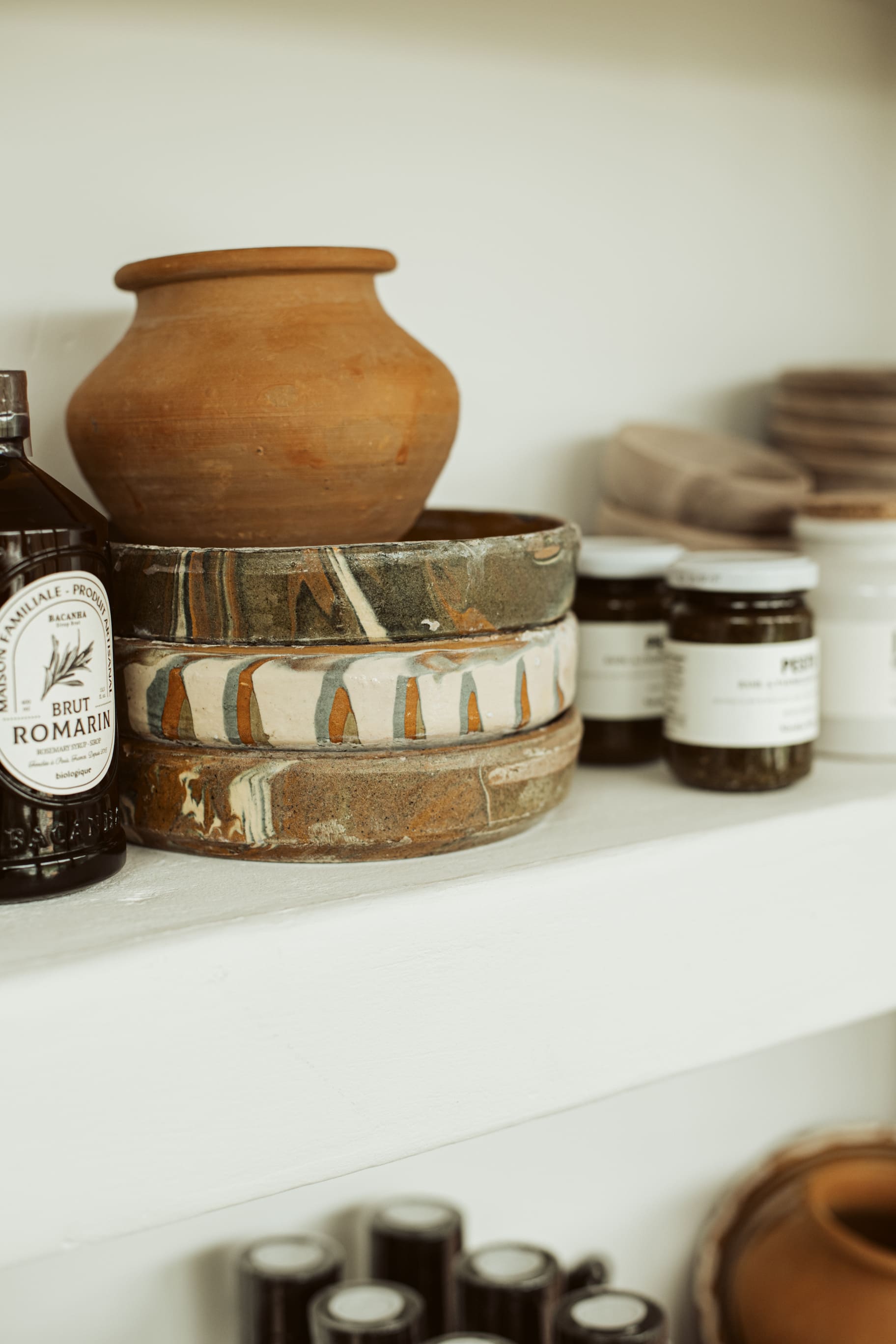 geschilderde ronde schaaltjes - set van 3 - brocante