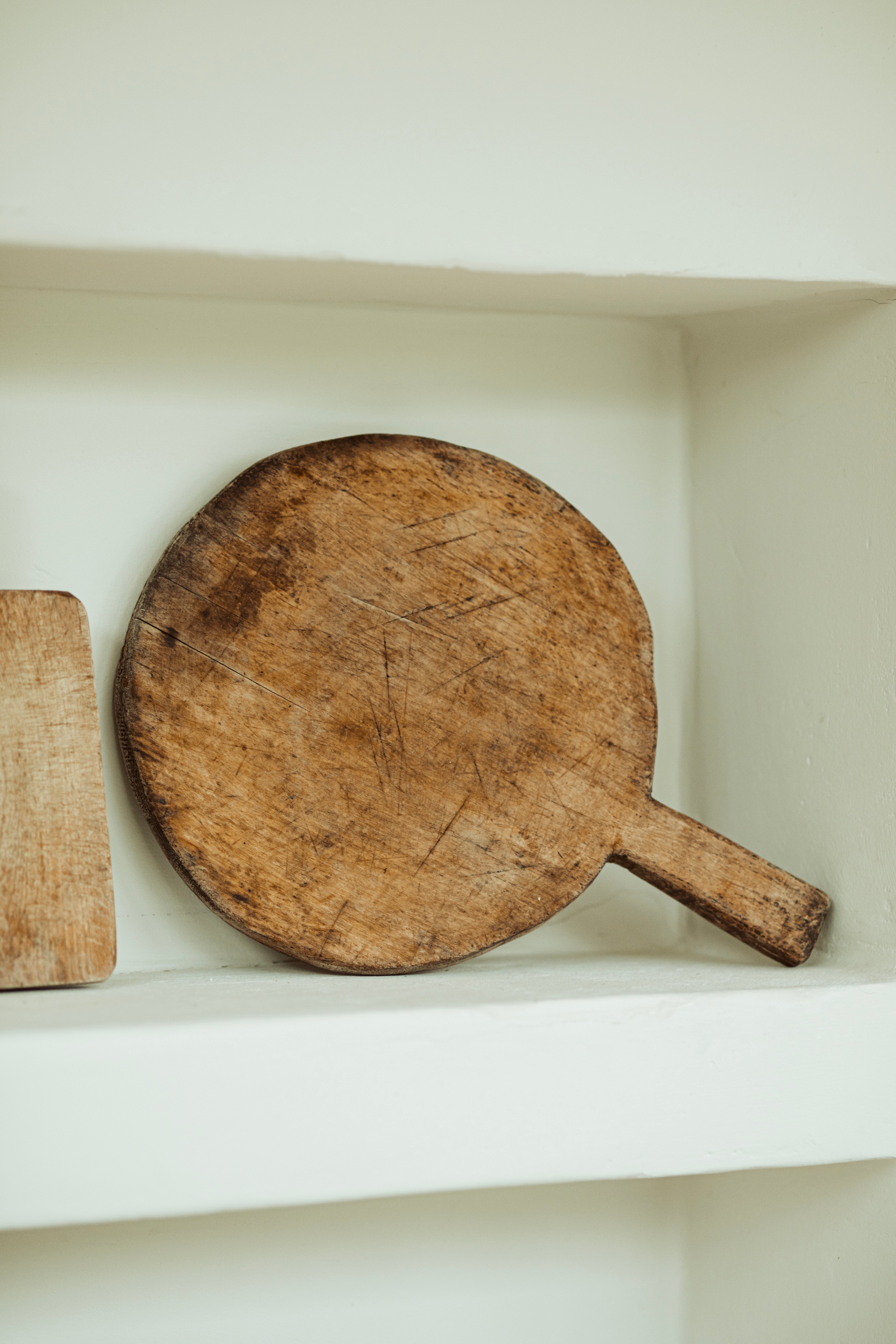 grote ronde houten broodplank - brocante